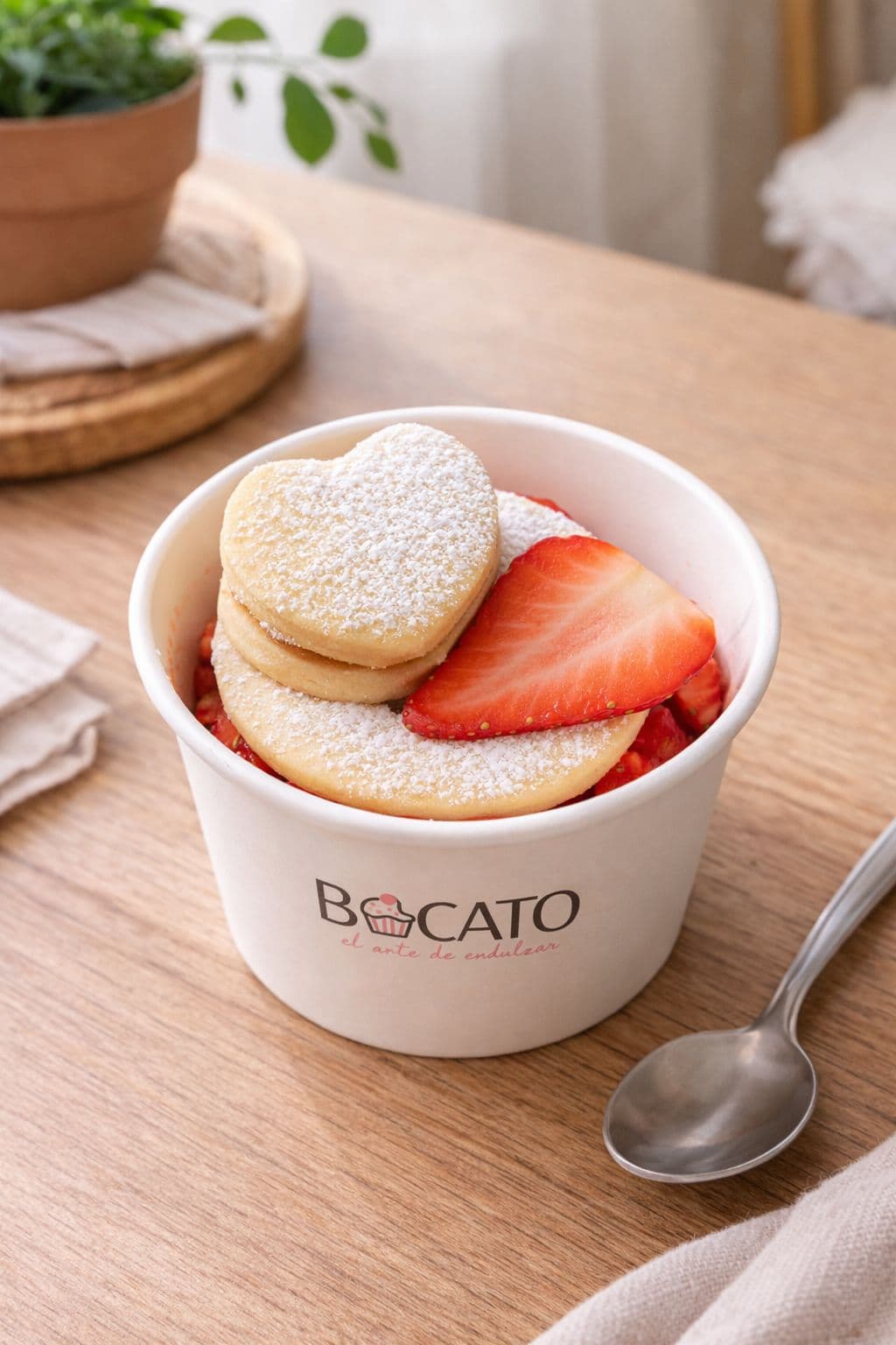 Cuchareable de Alfajor con fresa